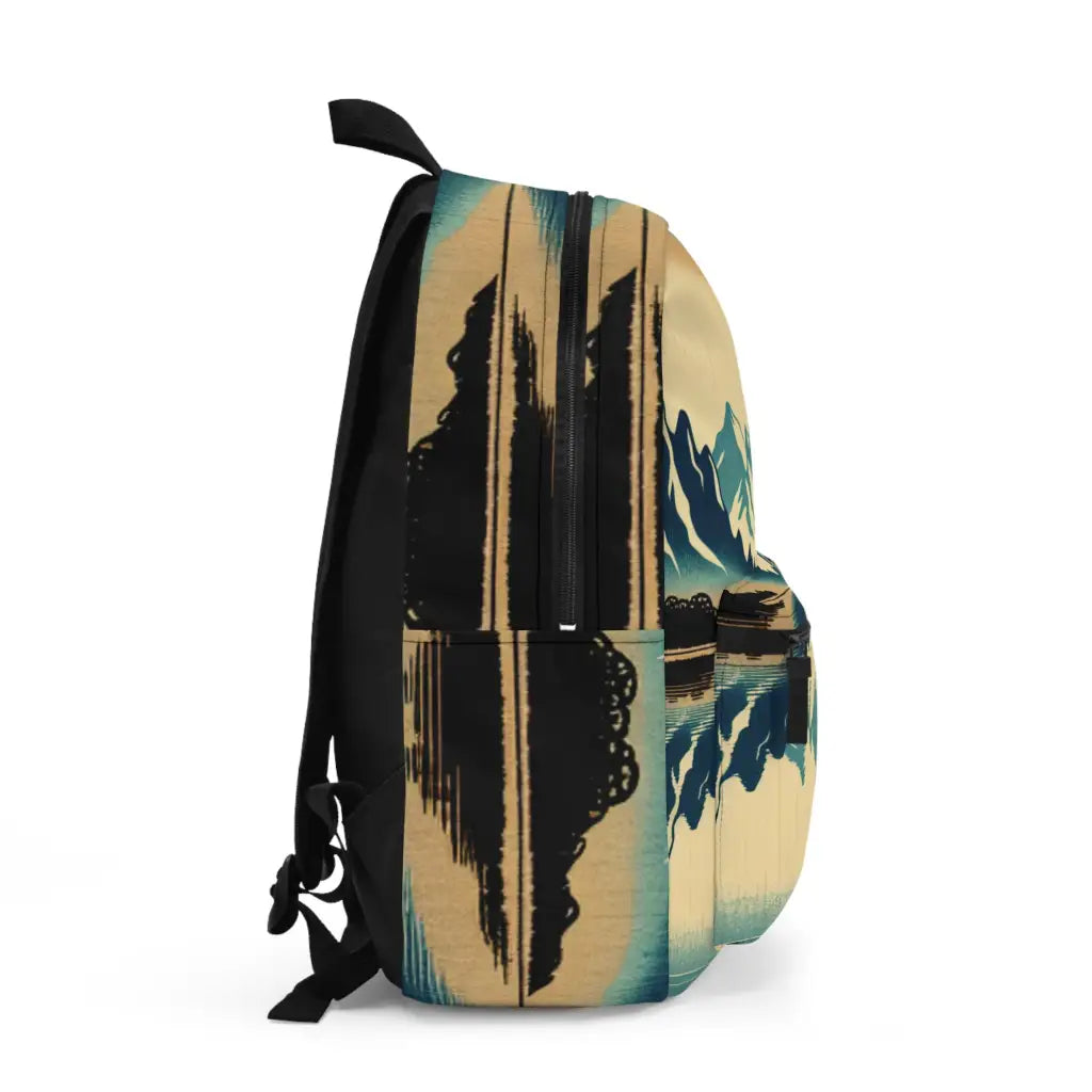 Majestic Peaks Reflected in Tranquil Waters Backpack
