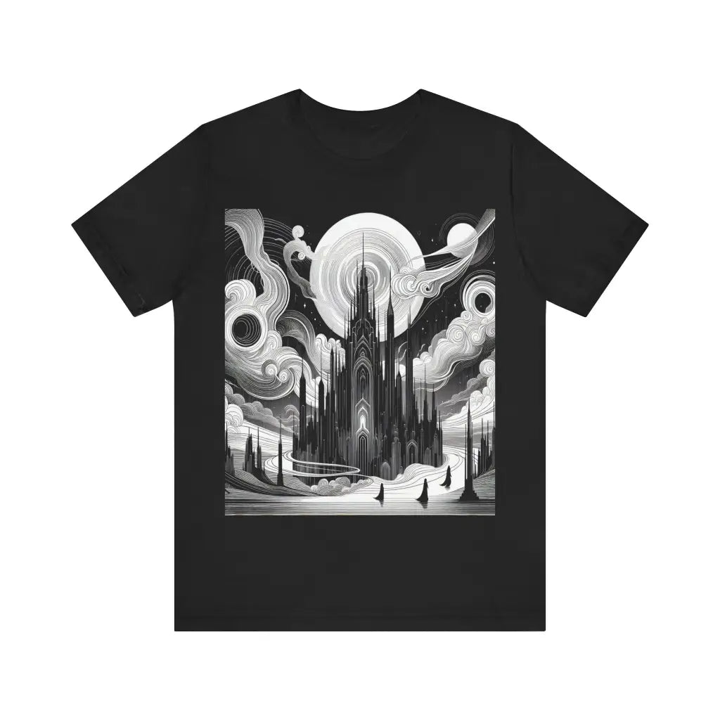 Majestic Realm in Ink Lines Jersey Short Sleeve Tee Black
