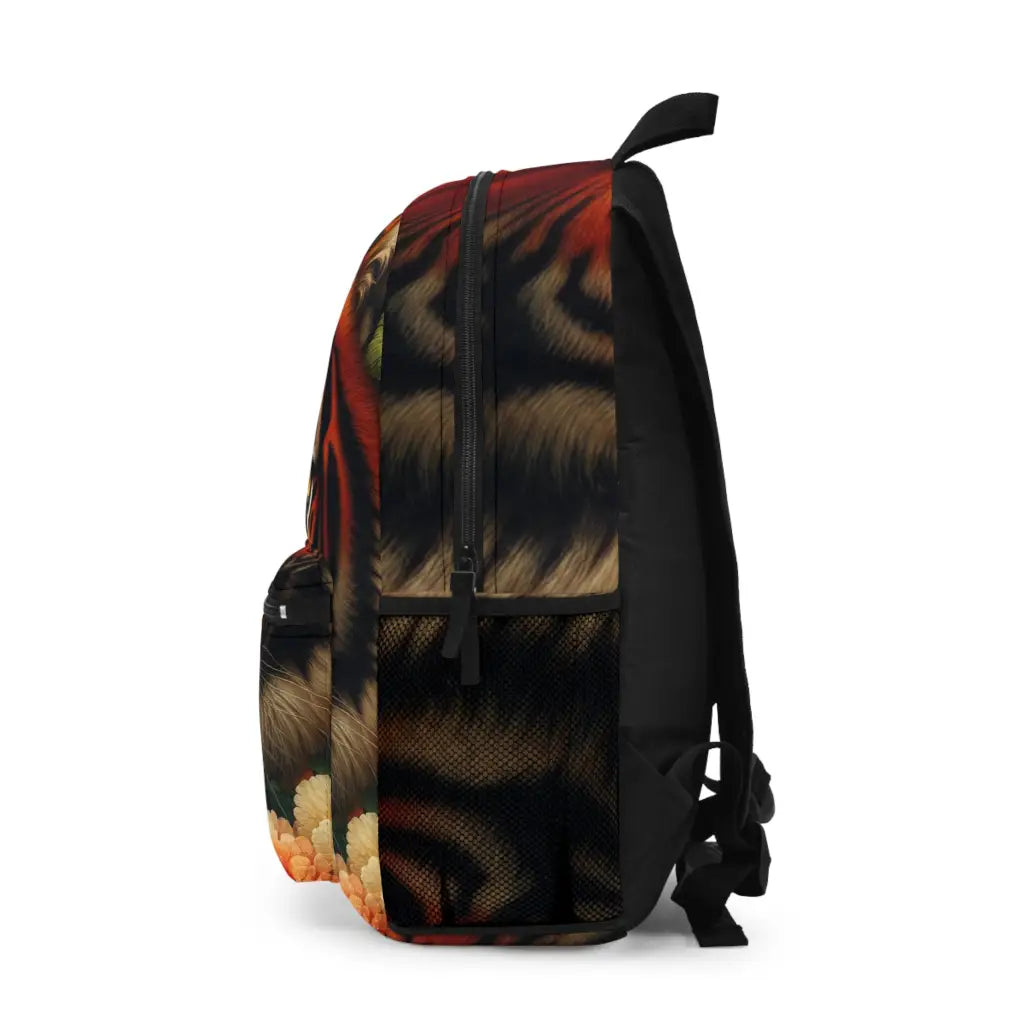 Majestic Tiger Among Vibrant Blooms Backpack One size Bags