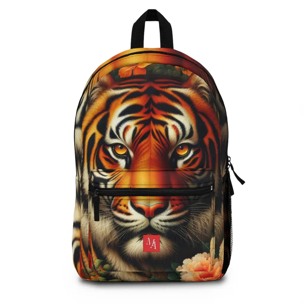 Majestic Tiger Among Vibrant Blooms Backpack One size Bags