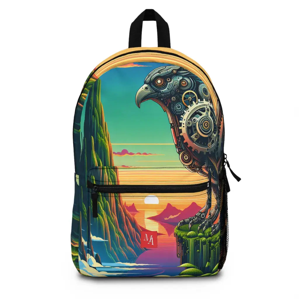 Mechanical Sentinel in a Fantasy Realm Backpack One size