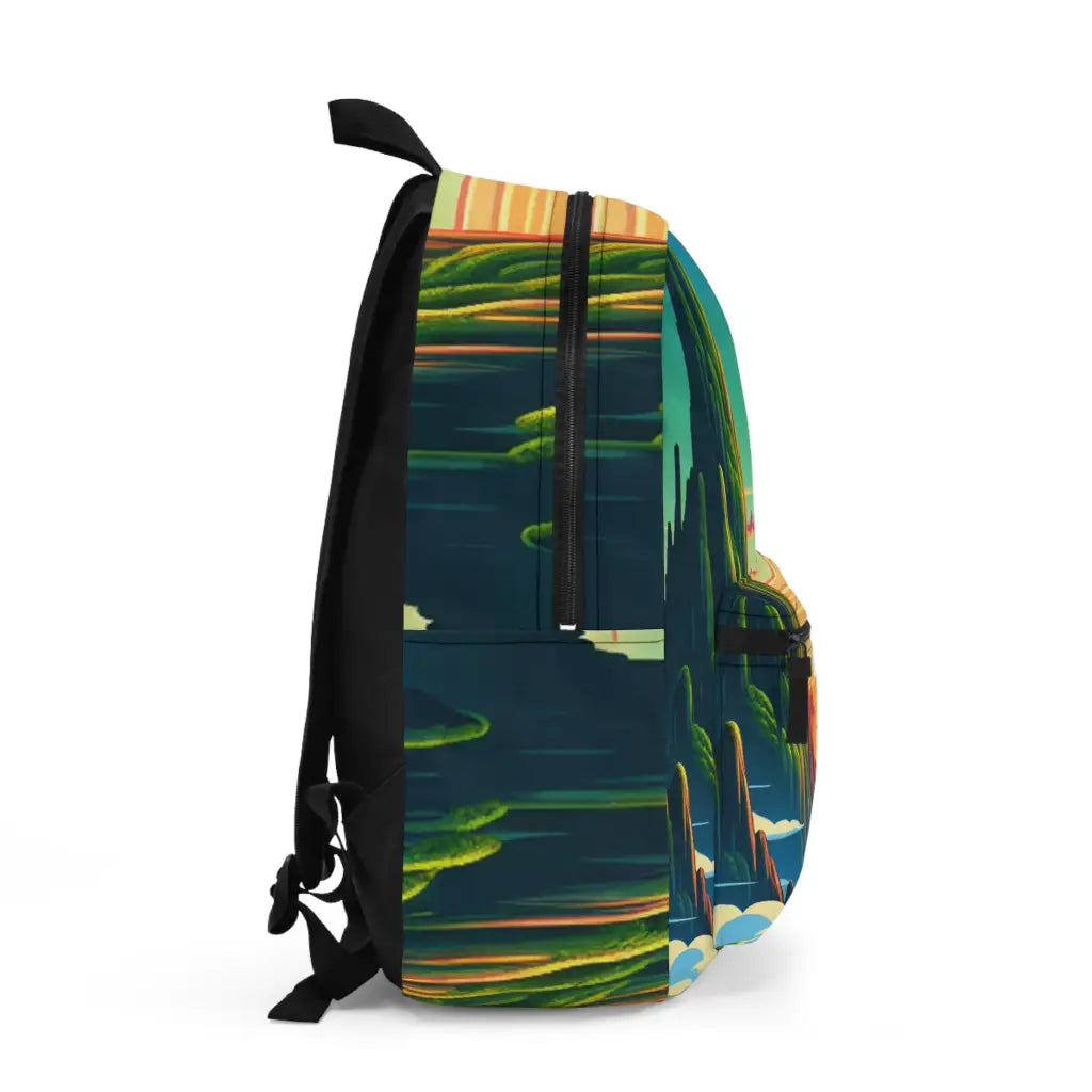 Mechanical Sentinel in a Fantasy Realm Backpack One size