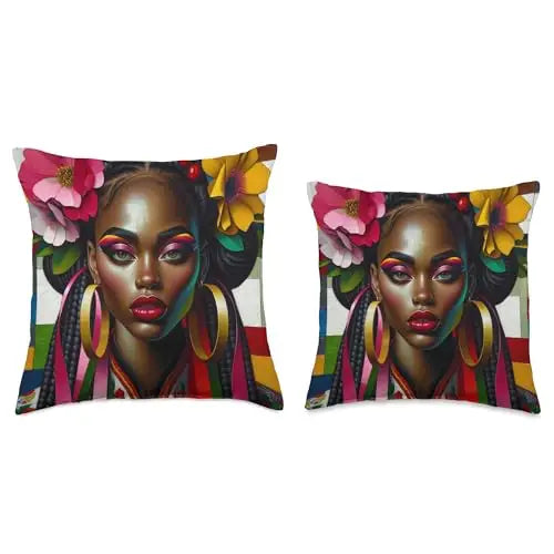 Melanin in Bloom: The Essence of Bold Beauty Throw Pillow