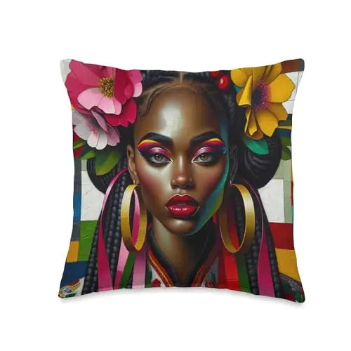 Melanin in Bloom: The Essence of Bold Beauty Throw Pillow