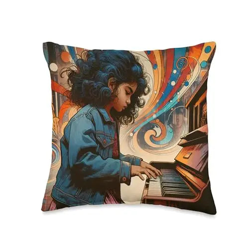 Melody in Motion: A Young Dreamer’s Symphony Throw Pillow