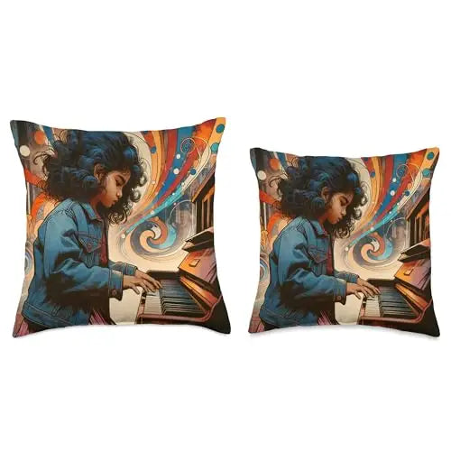 Melody in Motion: A Young Dreamer’s Symphony Throw Pillow