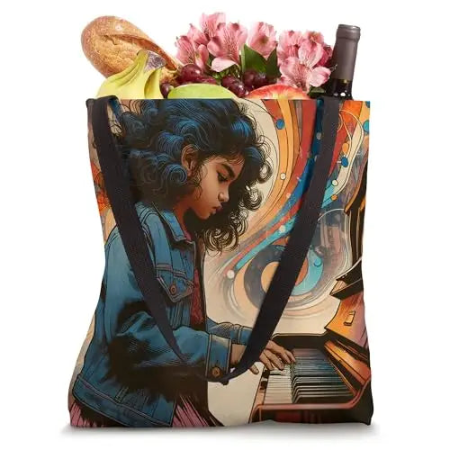 Melody in Motion: A Young Dreamer’s Symphony Tote Bag