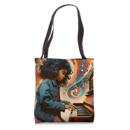Melody in Motion: A Young Dreamer’s Symphony Tote Bag