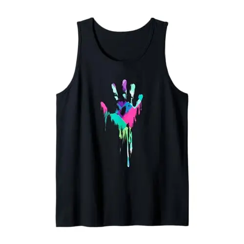 Melting Spectrum: Dripping Handprint Tank Top Apparel
