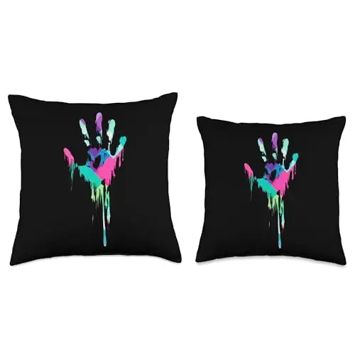Melting Spectrum: Dripping Handprint Throw Pillow Home