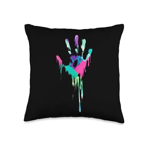 Melting Spectrum: Dripping Handprint Throw Pillow Home