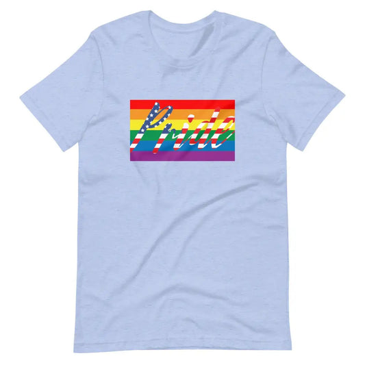 Men’s American Flag Gay Pride LGBT t-shirt - Heather Blue