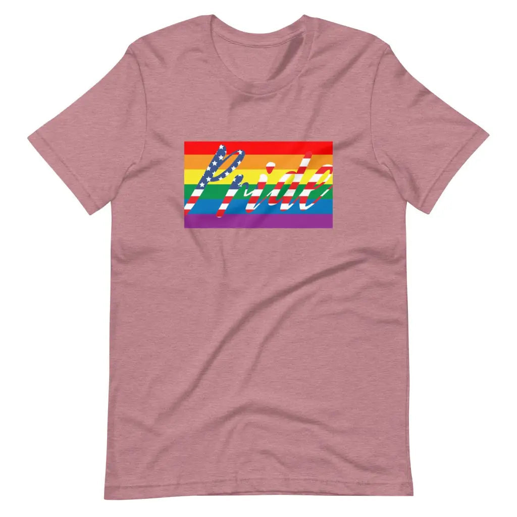 Men’s American Flag Gay Pride LGBT t-shirt - Heather