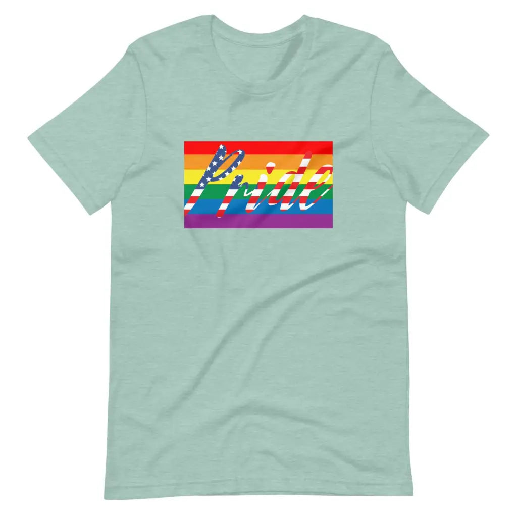 Men’s American Flag Gay Pride LGBT t-shirt - Heather