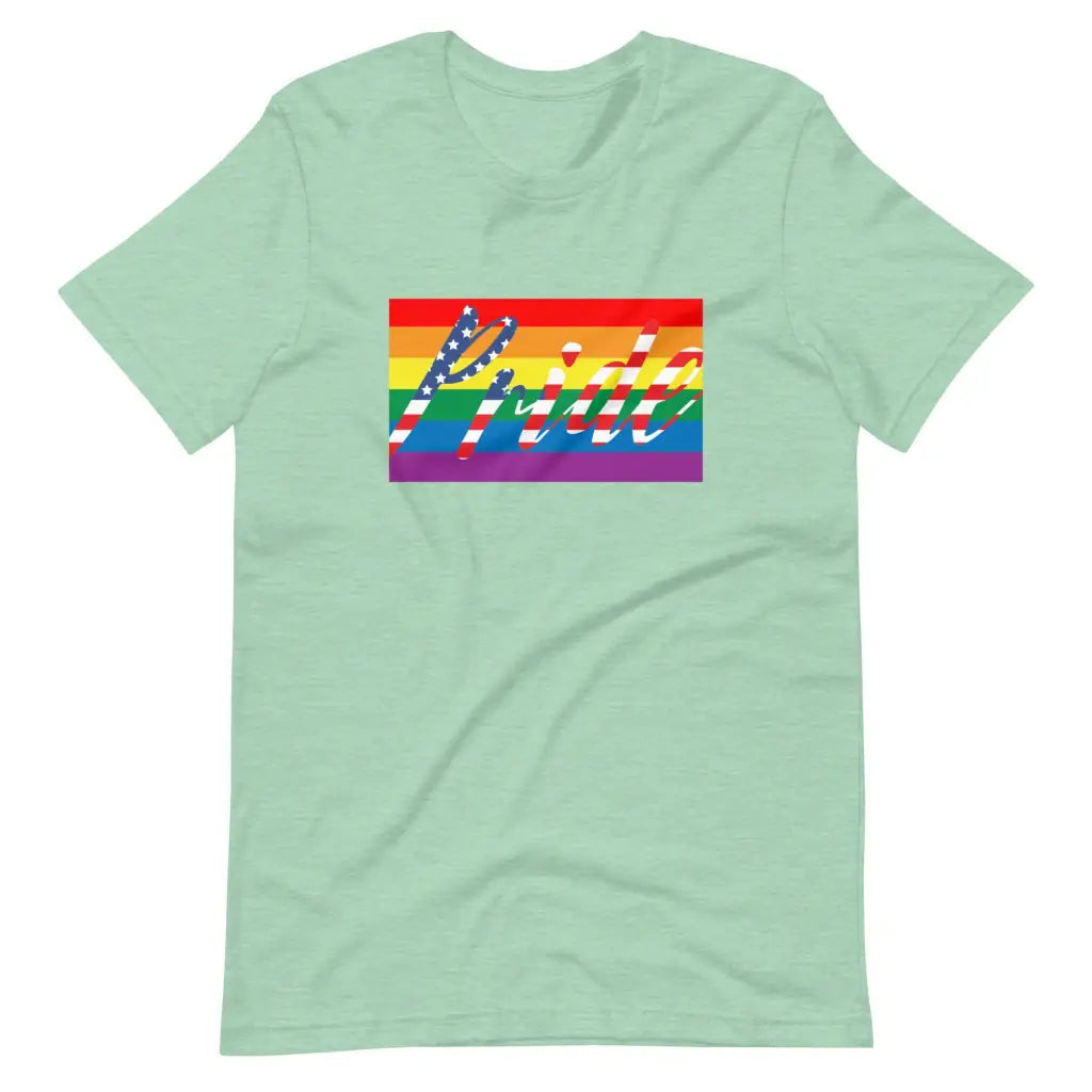 Men’s American Flag Gay Pride LGBT t-shirt - Heather