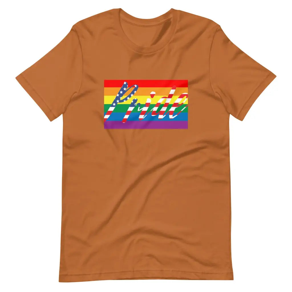 Men’s American Flag Gay Pride LGBT t-shirt - Toast / S