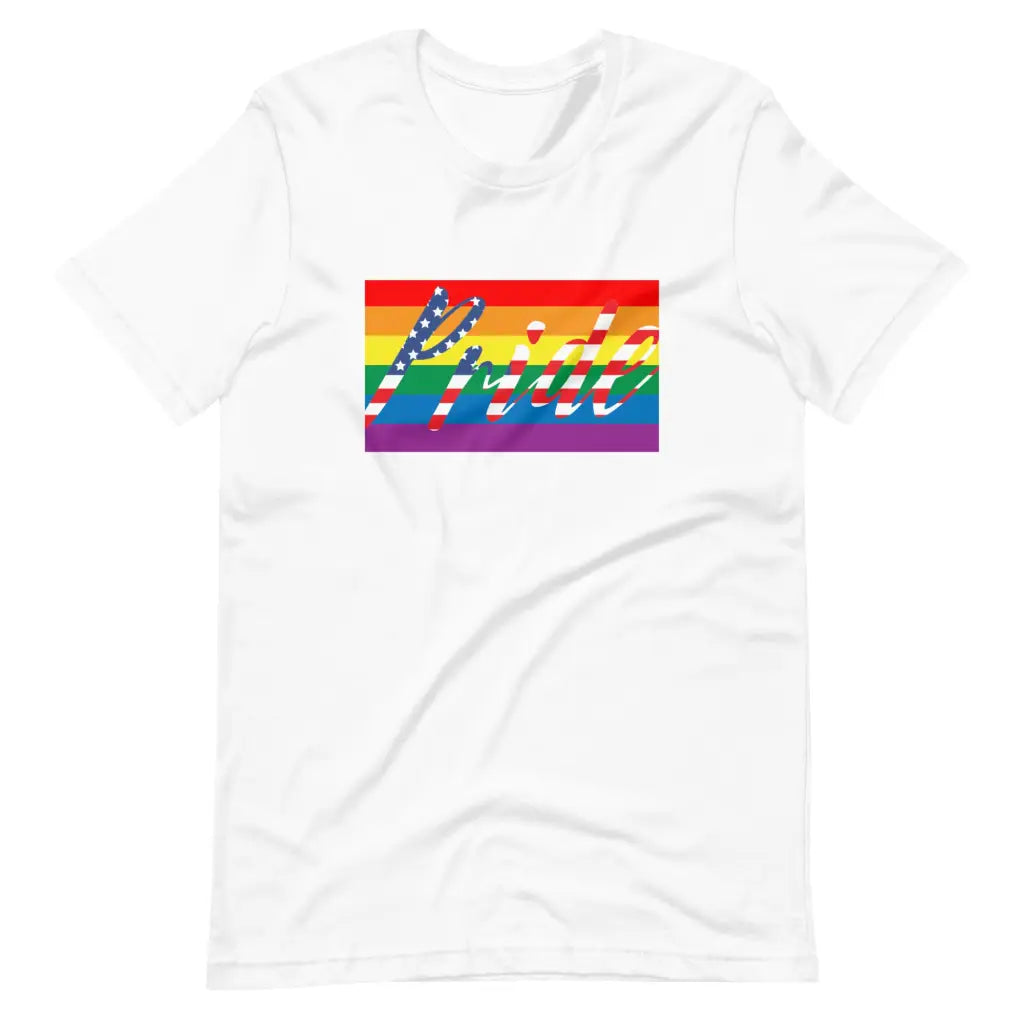 Men’s American Flag Gay Pride LGBT t-shirt - White / S