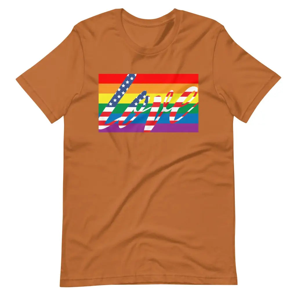 Men’s American Flag Love is LGBT t-shirt - Toast / S