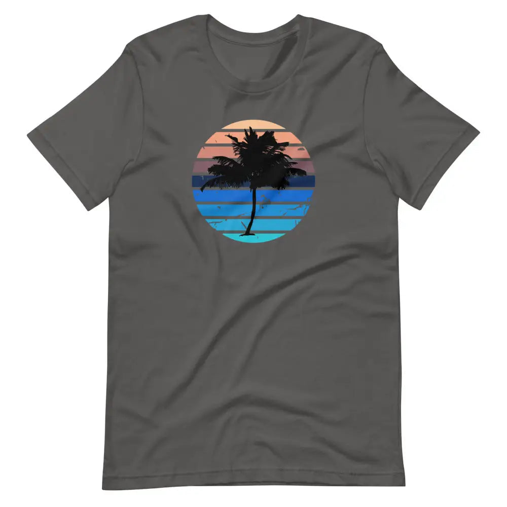 Men’s Beachy Palm Tree Vaca T-shirt - Asphalt / S - T-Shirt