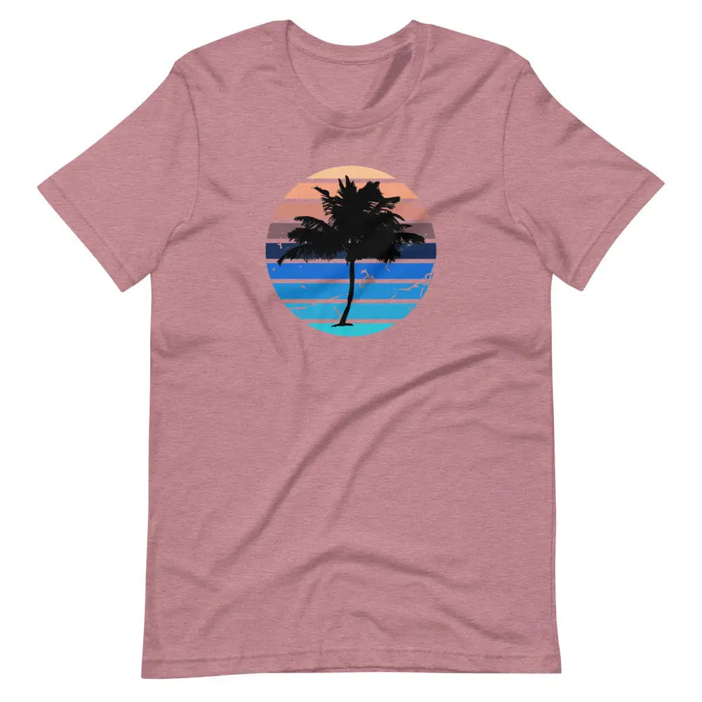 Men’s Beachy Palm Tree Vaca T-shirt - Heather Orchid / S