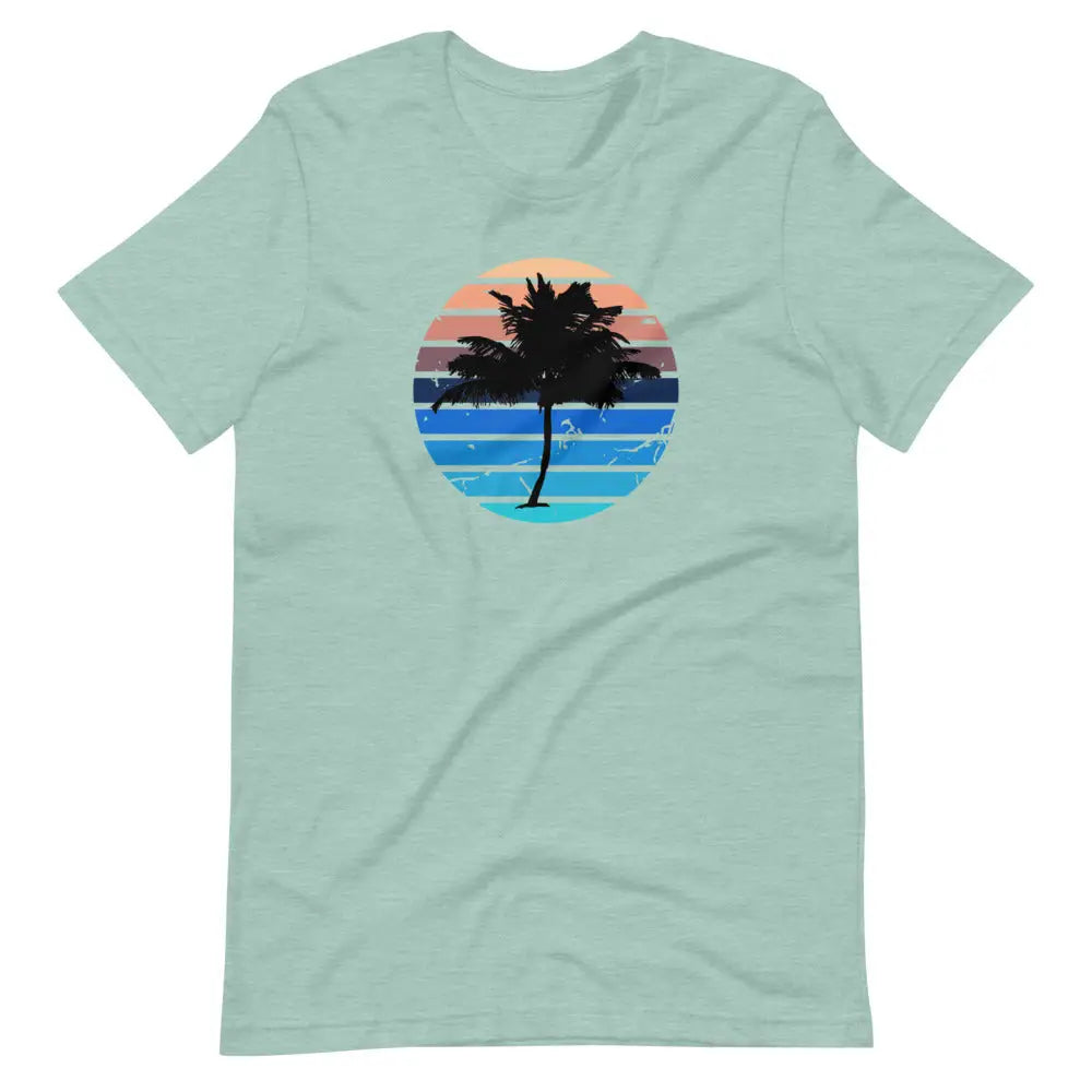 Men’s Beachy Palm Tree Vaca T-shirt - Heather Prism Dusty