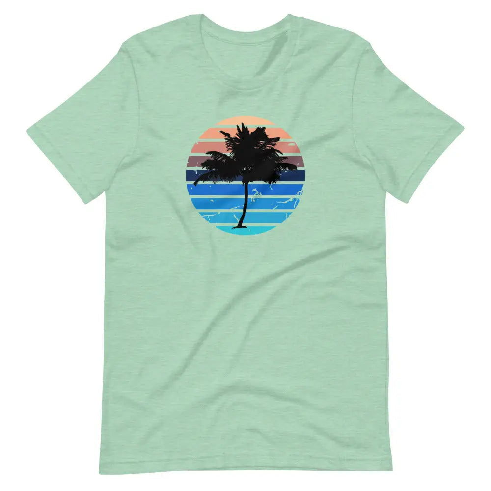 Men’s Beachy Palm Tree Vaca T-shirt - Heather Prism Mint