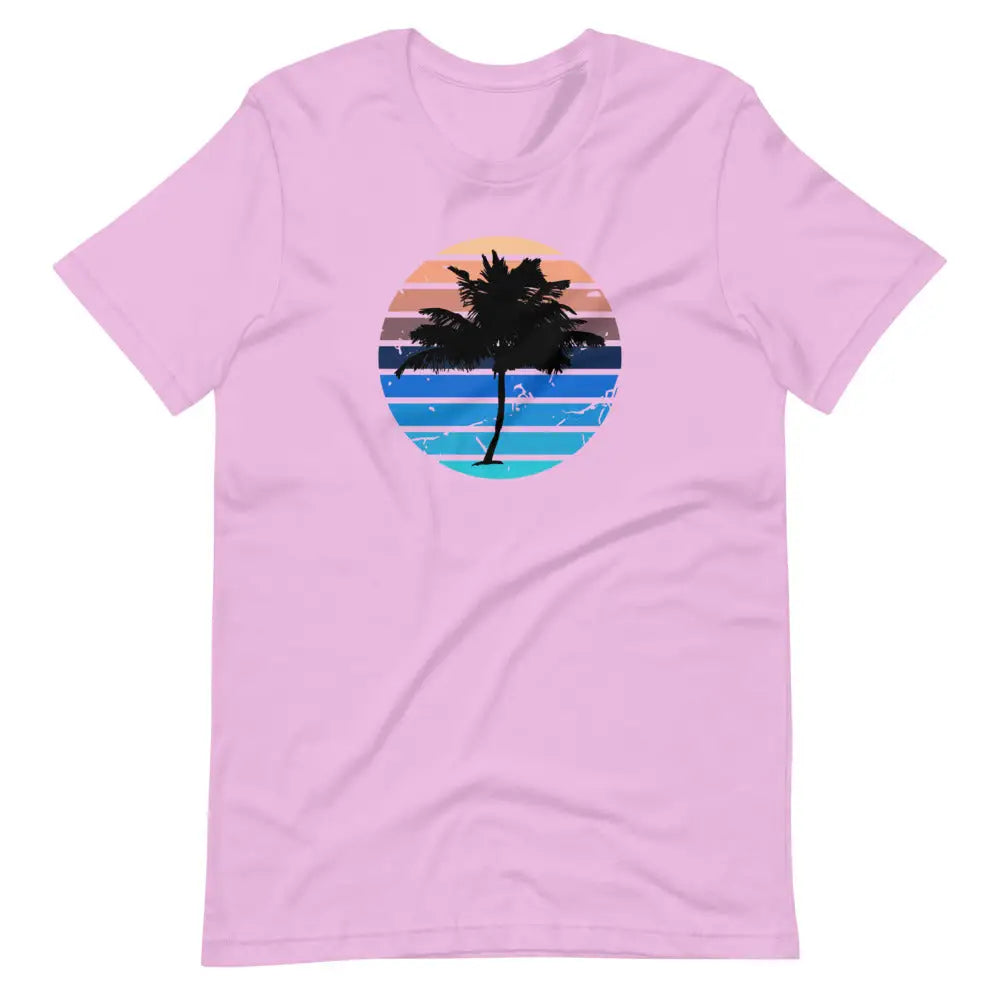 Men’s Beachy Palm Tree Vaca T-shirt - Lilac / S - T-Shirt