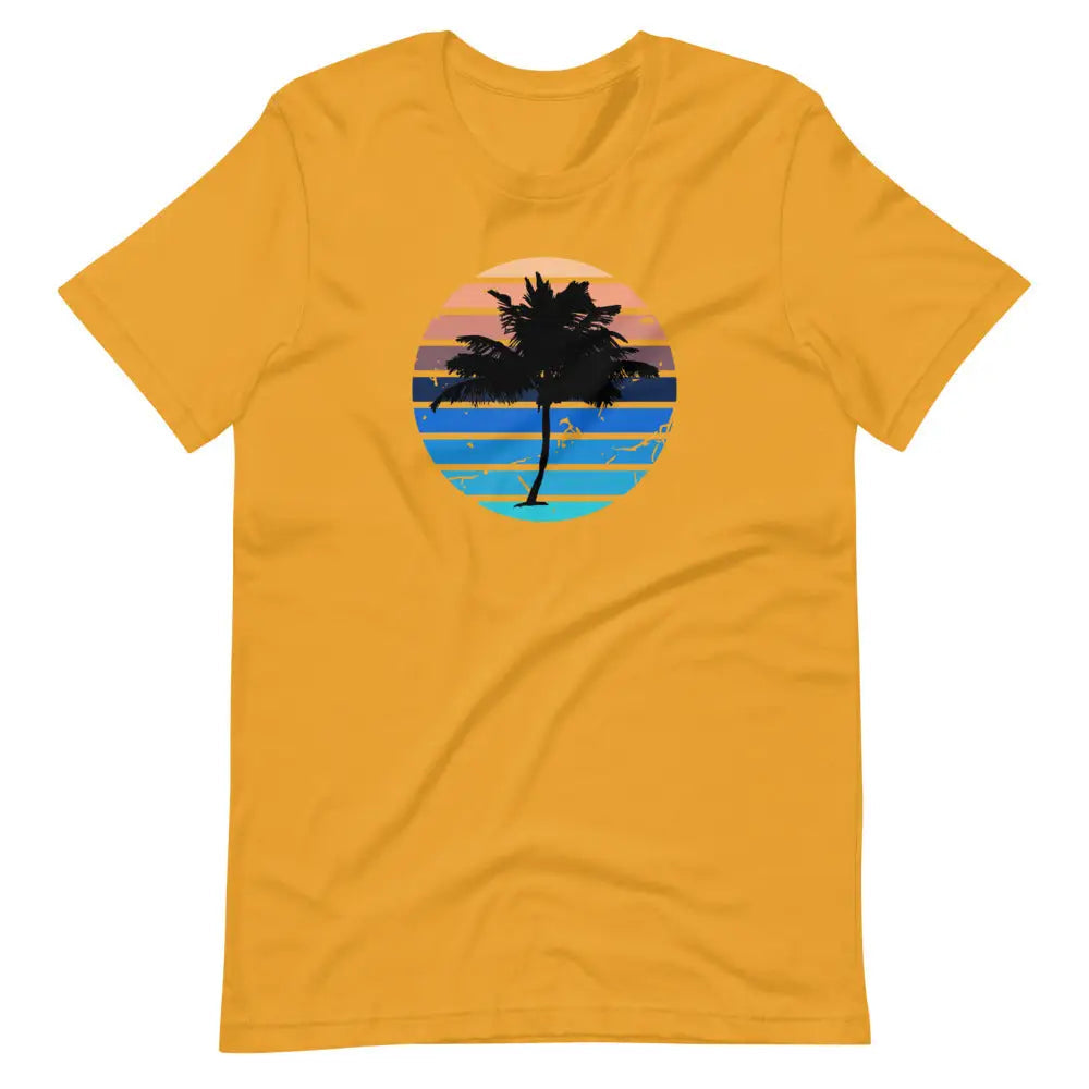 Men’s Beachy Palm Tree Vaca T-shirt - Mustard / S - T-Shirt