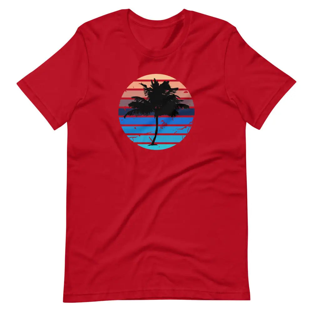 Men’s Beachy Palm Tree Vaca T-shirt - Red / S - T-Shirt