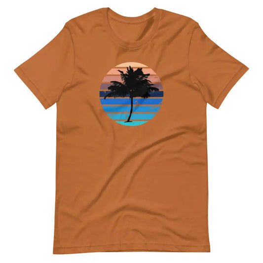 Men’s Beachy Palm Tree Vaca T-shirt - Toast / S - T-Shirt
