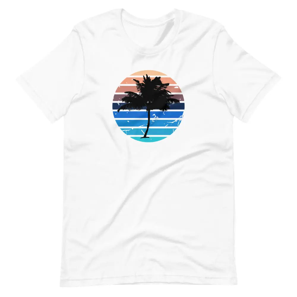 Men’s Beachy Palm Tree Vaca T-shirt - White / S - T-Shirt