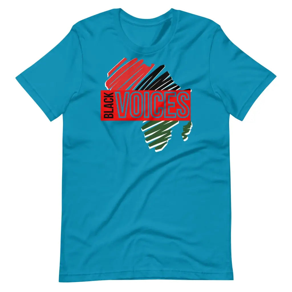 Men’s Black Voices t-shirt - Aqua / S - T-Shirt