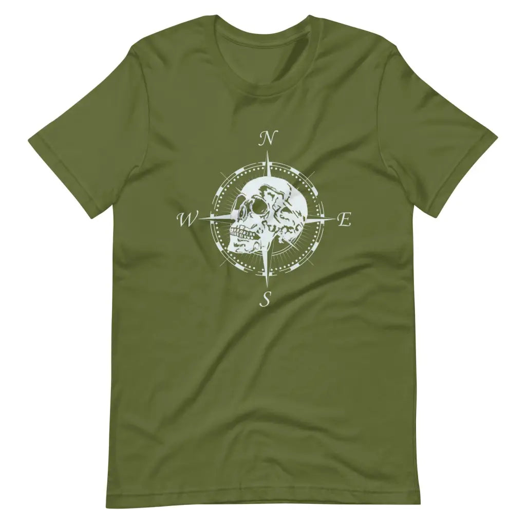 Men’s Compass Skull t-shirt - Olive / S - T-Shirt