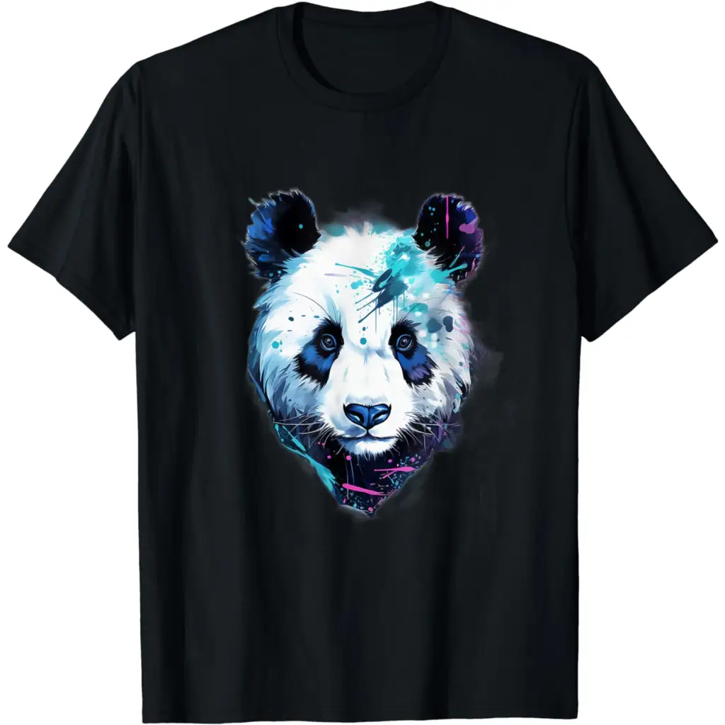 Men’s Cute Graffiti Panda Bear Minimalist Black and White