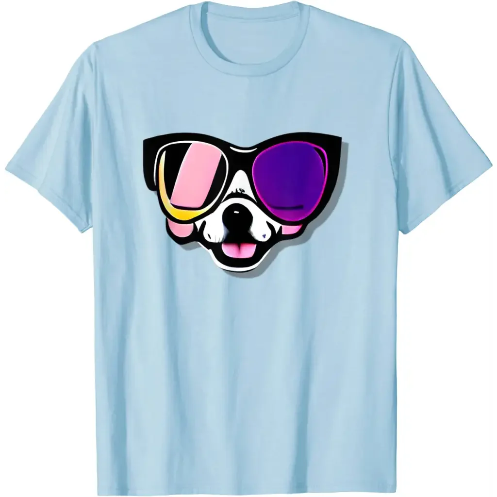 Men’s Funny Dog in Glasses - baby_blue / S - T-Shirt