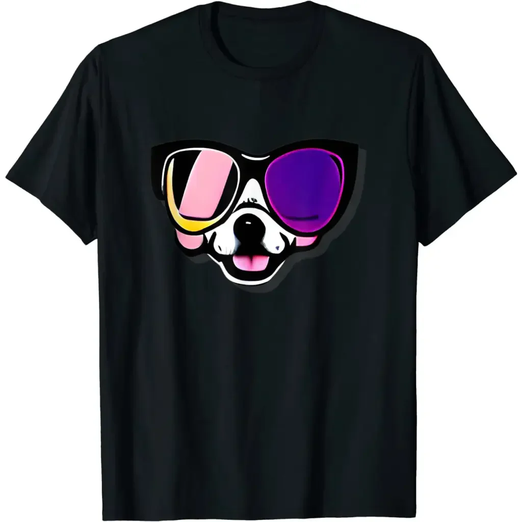 Men’s Funny Dog in Glasses - black / S - T-Shirt