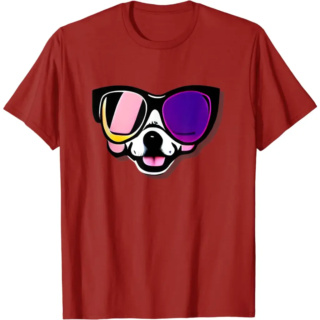 Men’s Funny Dog in Glasses - cranberry / S - T-Shirt