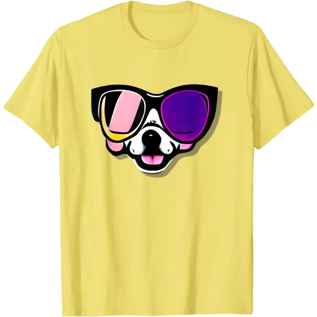 Men’s Funny Dog in Glasses - lemon / S - T-Shirt