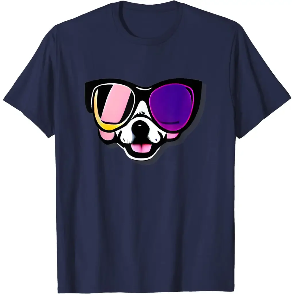 Men’s Funny Dog in Glasses - navy / S - T-Shirt