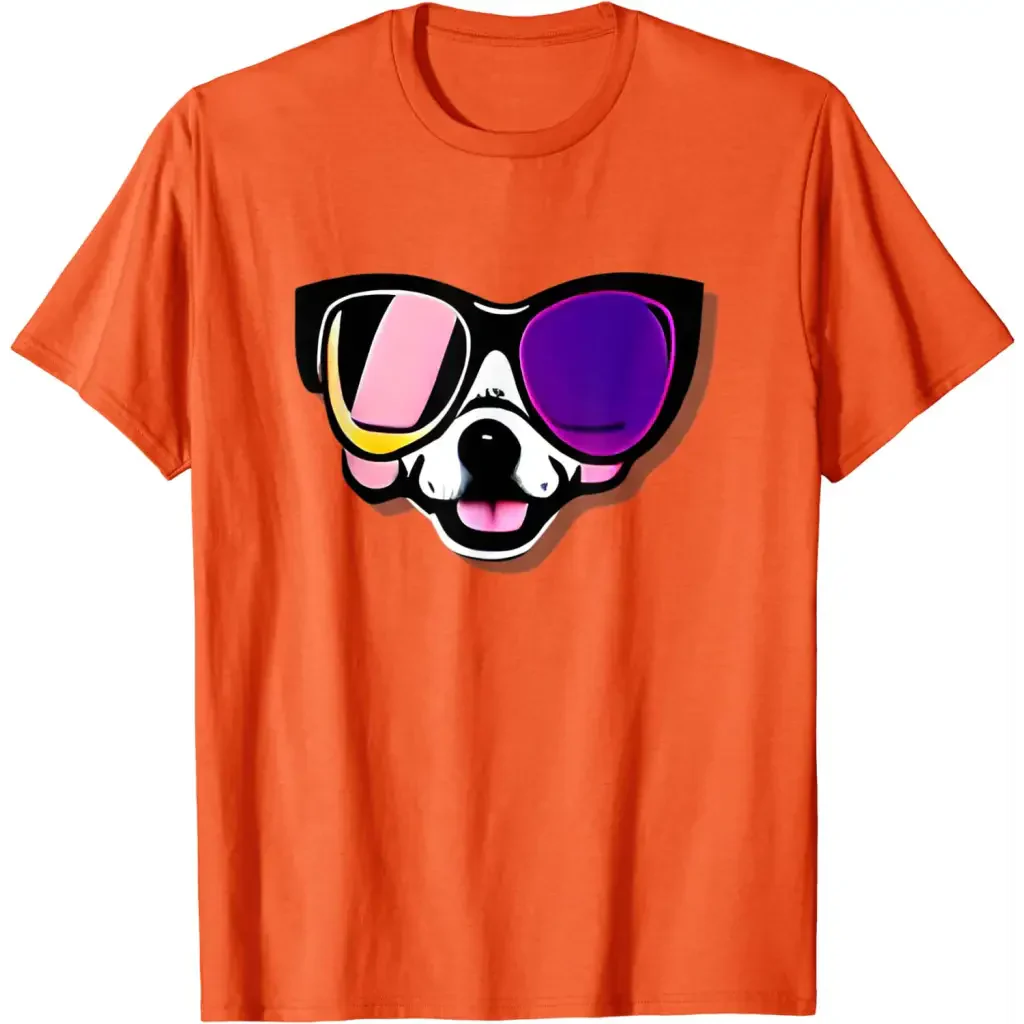 Men’s Funny Dog in Glasses - orange / S - T-Shirt