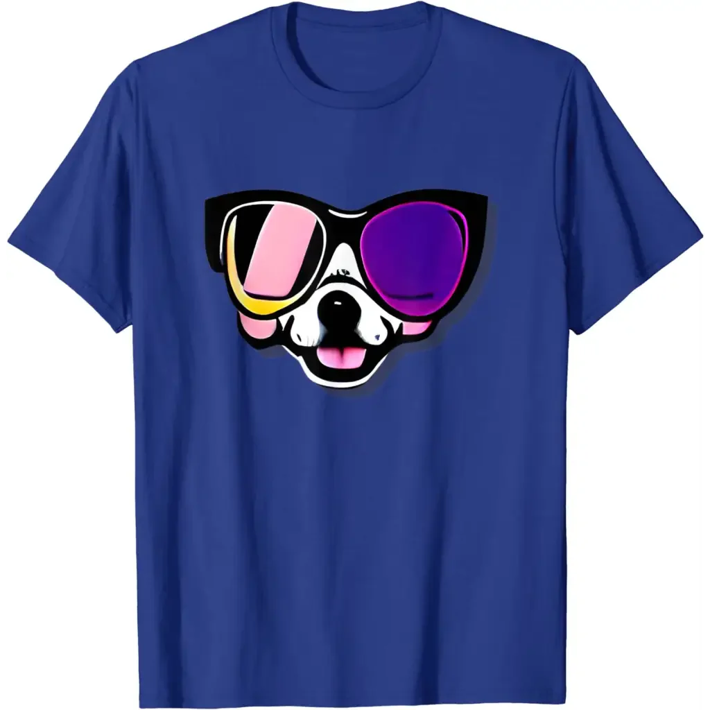 Men’s Funny Dog in Glasses - royal / S - T-Shirt