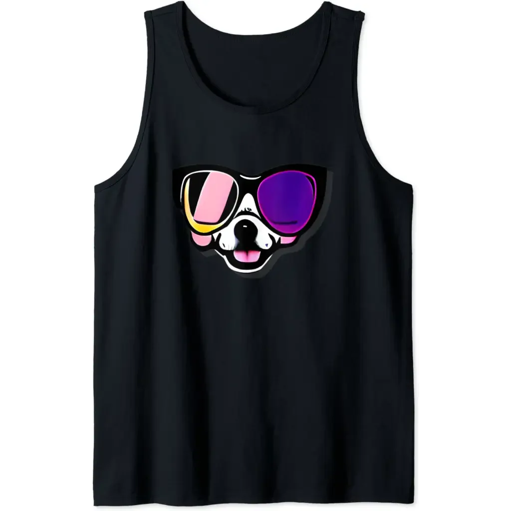 Men’s Funny Dog in Glasses Tank Top - black / S