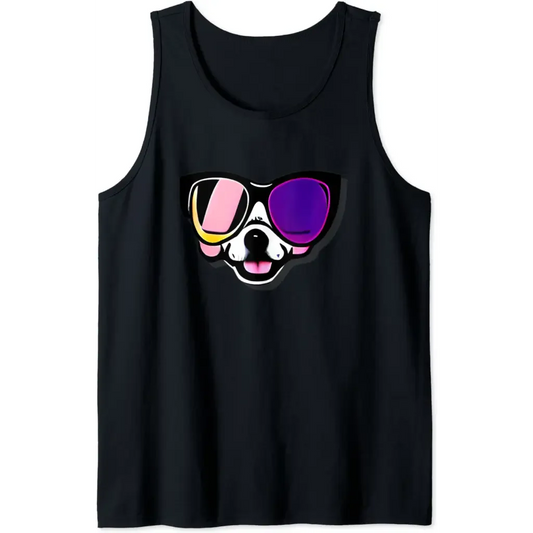 Men’s Funny Dog in Glasses Tank Top - black / S