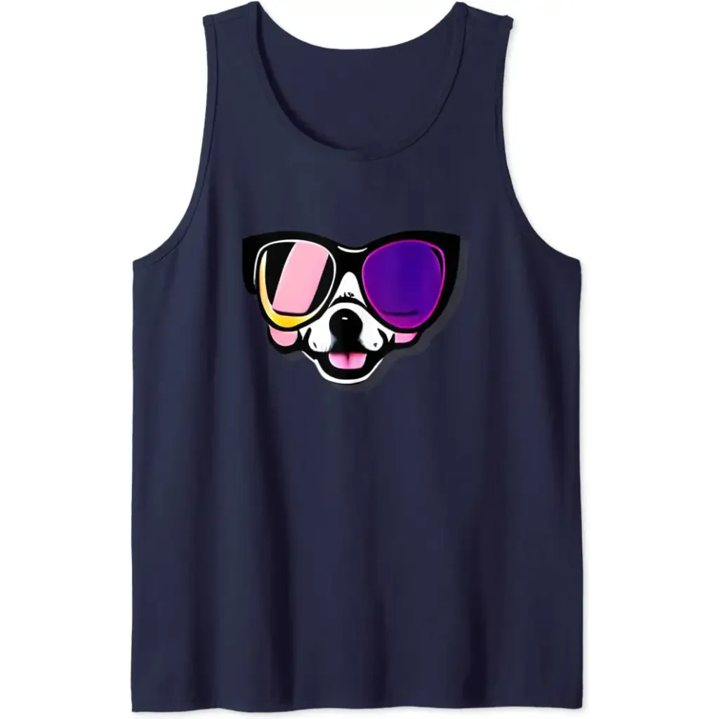 Men’s Funny Dog in Glasses Tank Top - navy / S