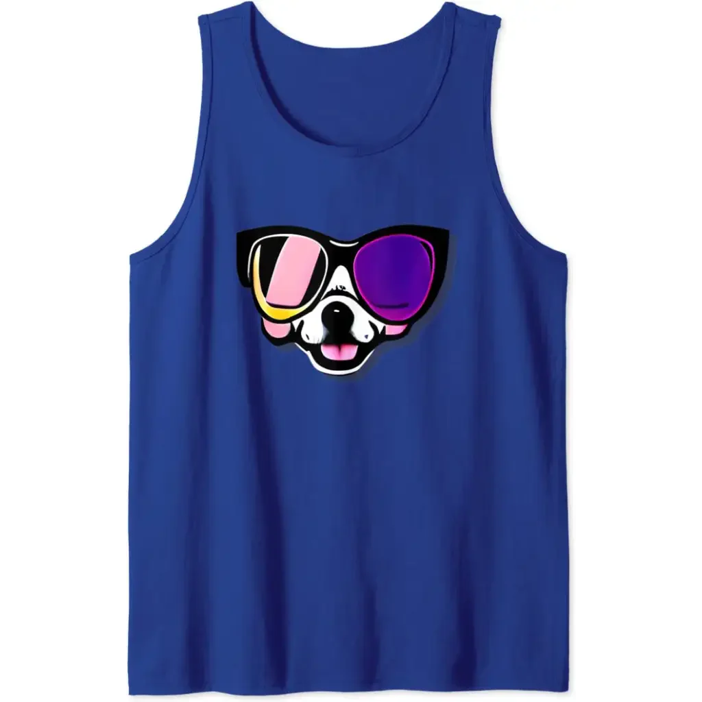 Men’s Funny Dog in Glasses Tank Top - royal / S