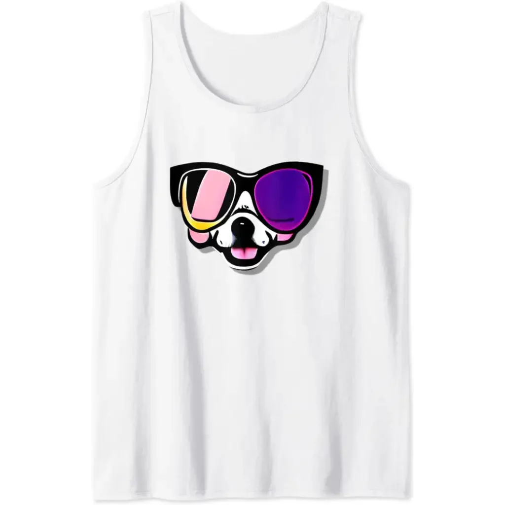 Men’s Funny Dog in Glasses Tank Top - white / S