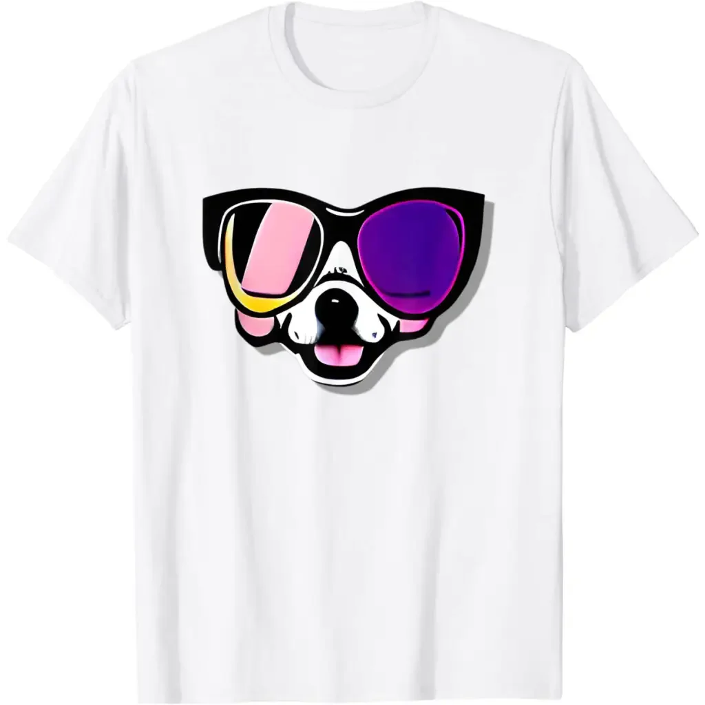 Men’s Funny Dog in Glasses - white / S - T-Shirt