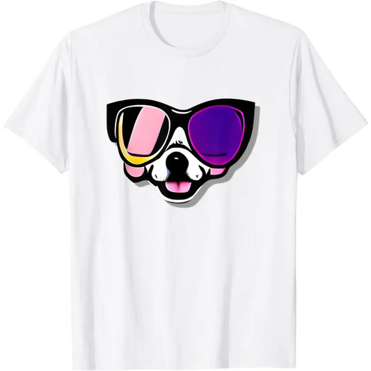 Men’s Funny Dog in Glasses - white / S - T-Shirt