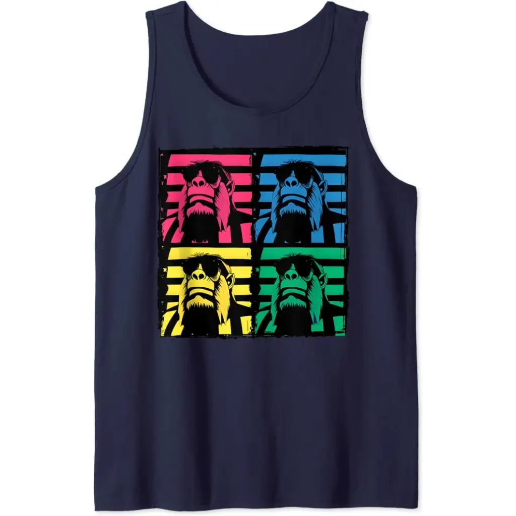 Men’s Gorilla in Sunglasses Pop Art Tank Top - navy / S