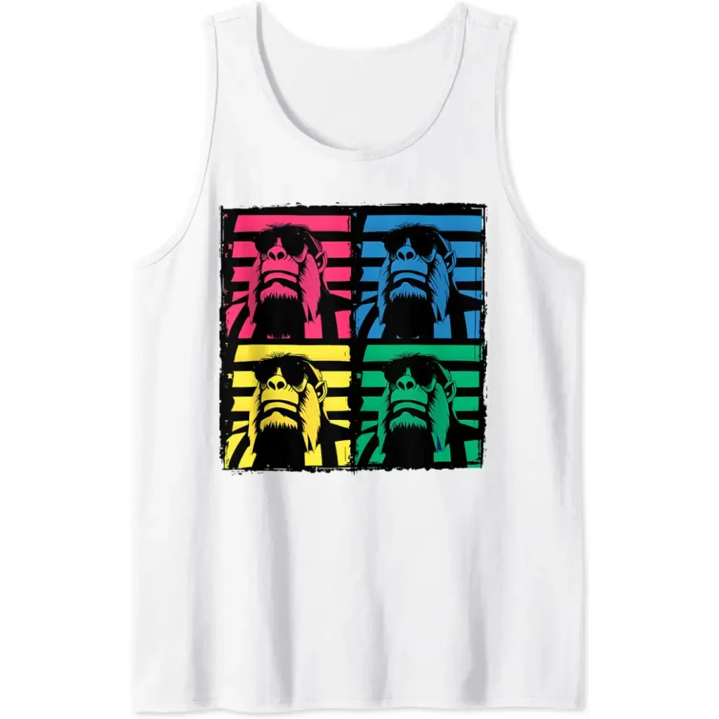 Men’s Gorilla in Sunglasses Pop Art Tank Top - white / S